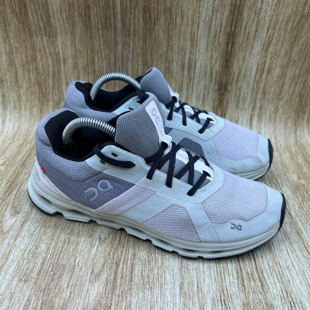 On Running Cloudrunner Running Shoes Women's Size 7 Gray Lavender White 46.99019